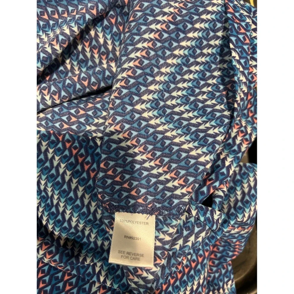 Mason Mackenzie Blue Geometric Chevron Smocked Fit Flare‎ Mini Dress Xl